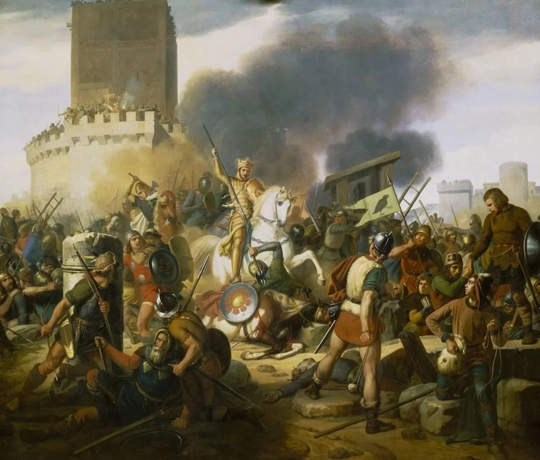 Le comte Eudes qui défend Paris lors du Siège de Paris avec les incursions viking Jean-Victor-Schnetz