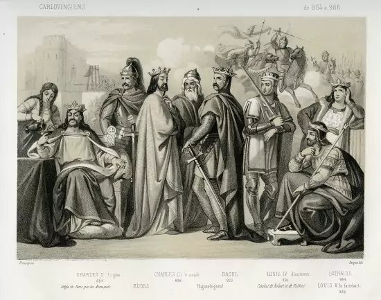Les rois Carolingiens en France et le Baptême de Clovis